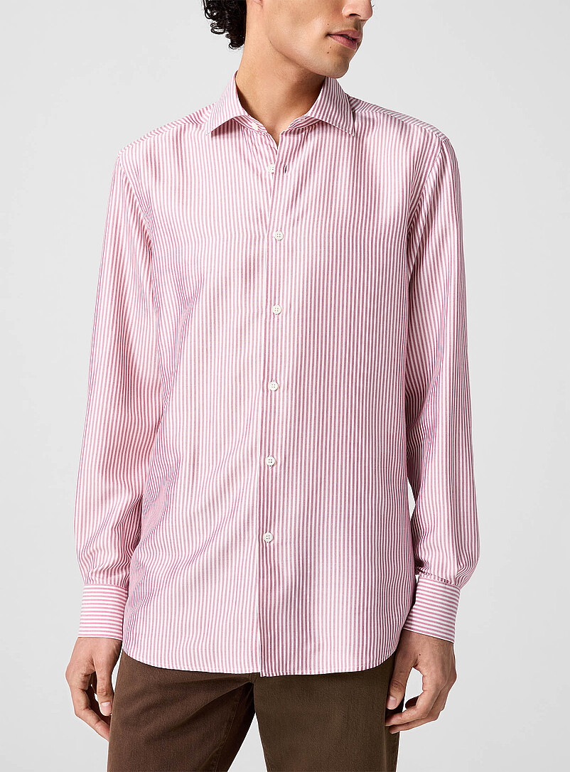 Pink stripes pure silk shirt product image (primary)