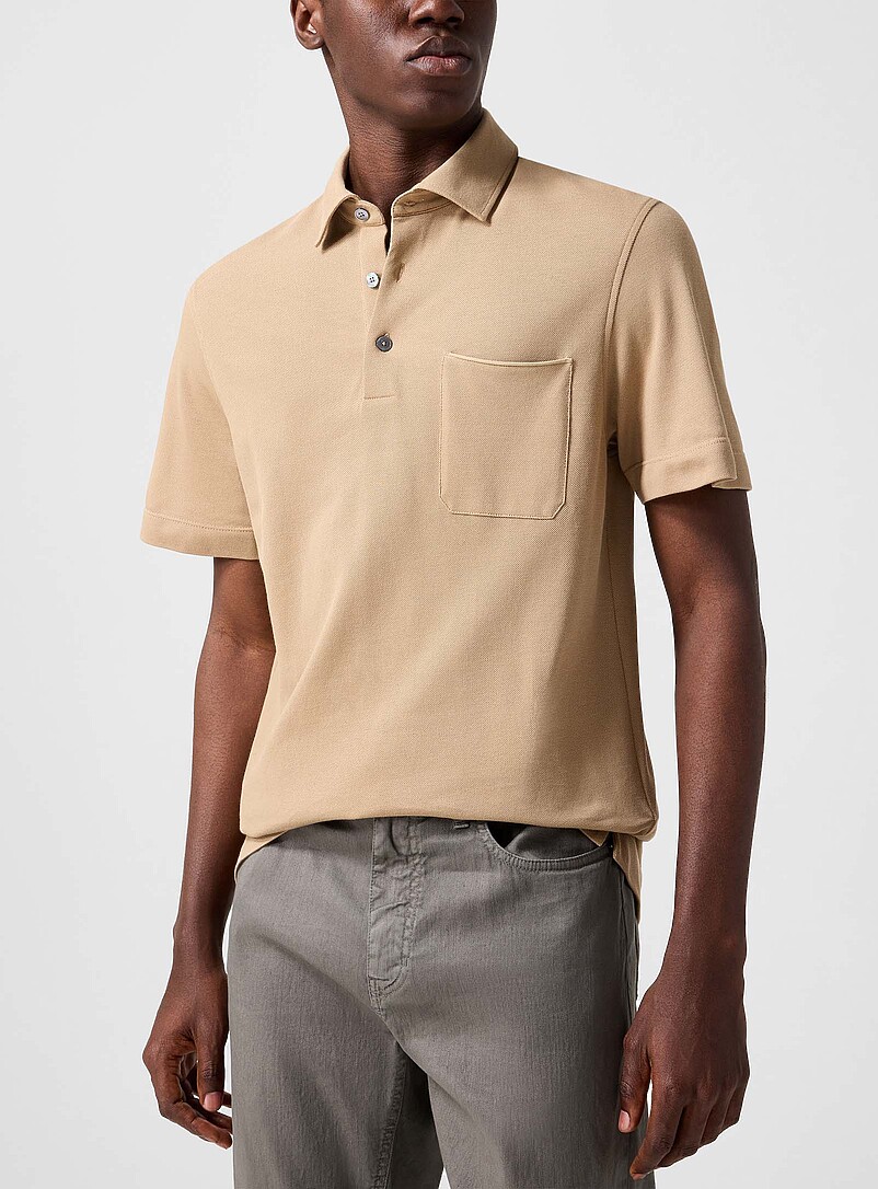Piped-Pocket Piqué Polo