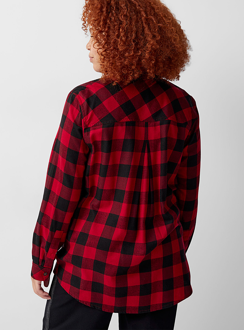 Twik Ruby Red Fine flannel boyfriend shirt for women