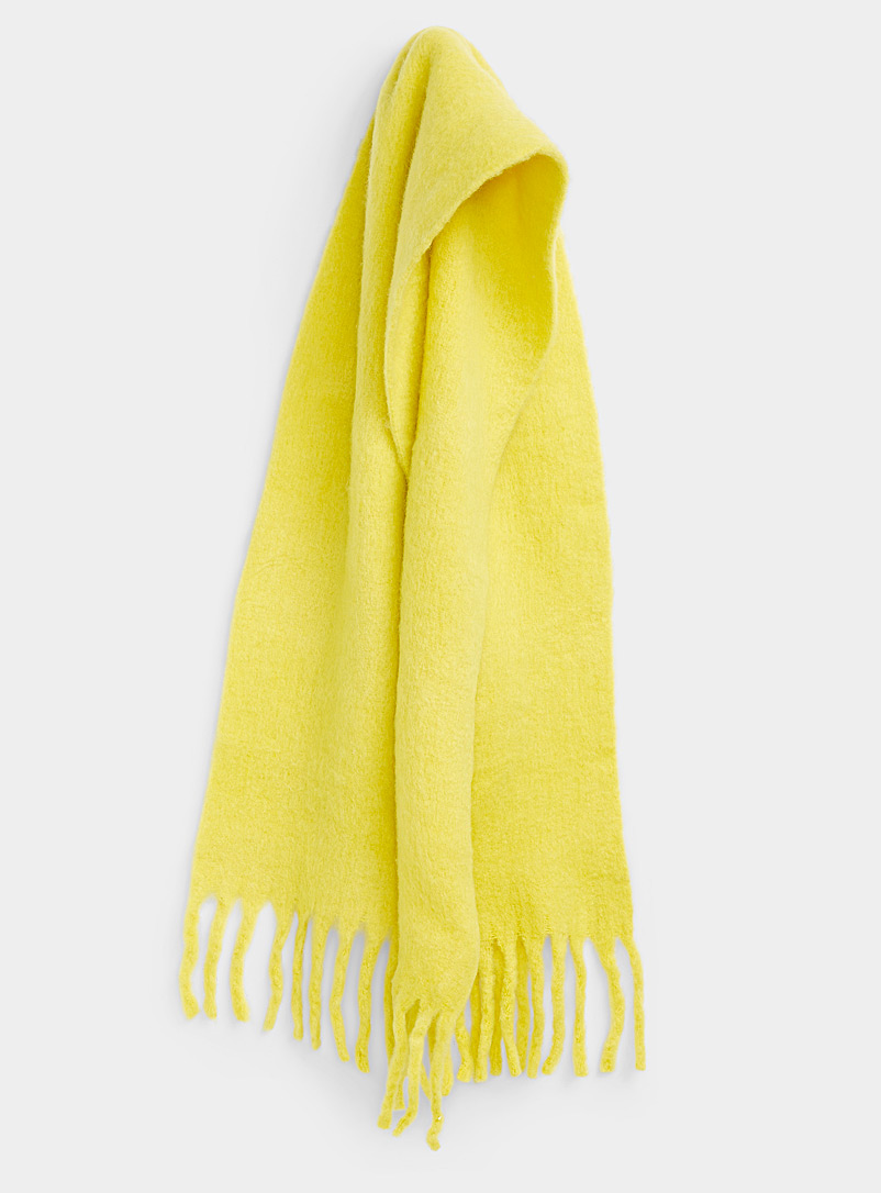 Moment by moment Golden Yellow Mohair-like solid scarf for women