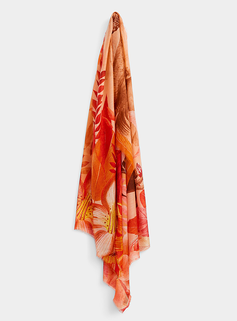 Moment by moment: L'écharpe légère beauté sauvage Orange à motifs pour femme