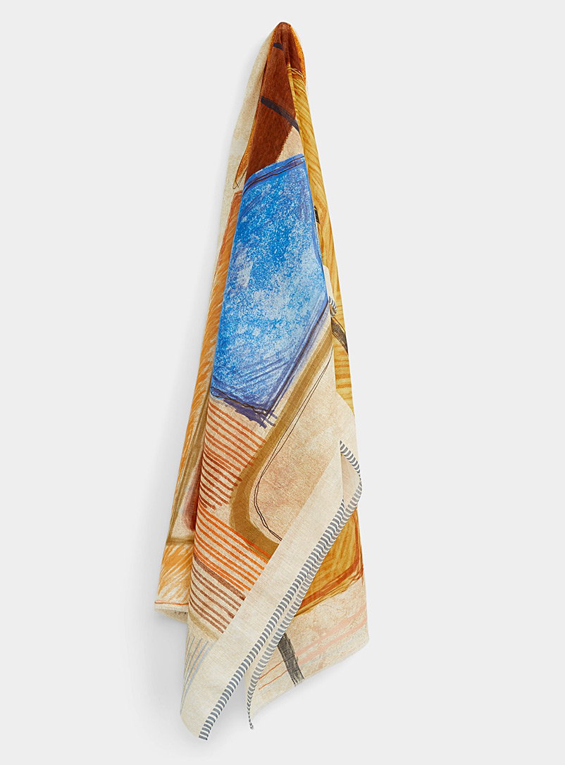 Moment by moment: L'écharpe légère toile abstraite Brun à motifs pour femme