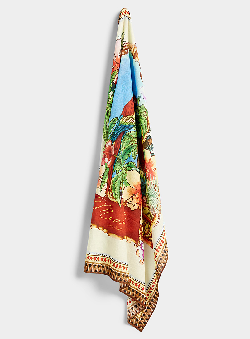 Moment by moment Patterned Green Tropical paradise scarf for women