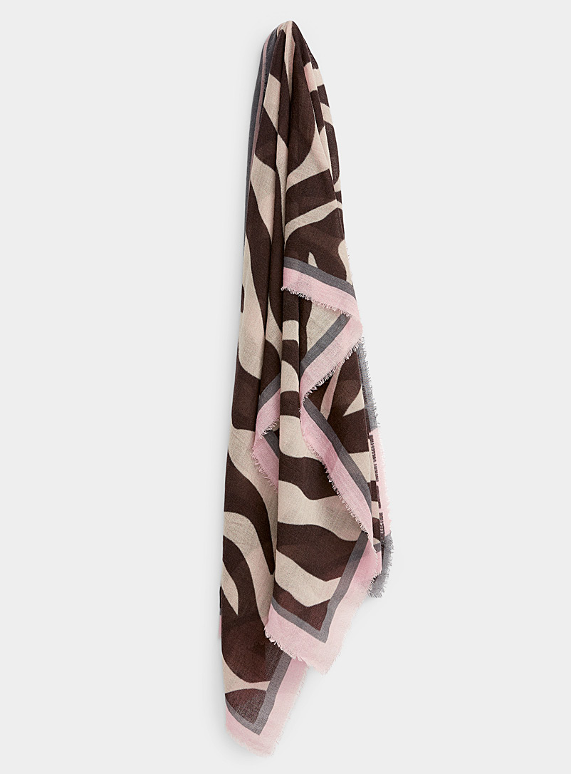 Moment by moment Patterned Black Pink trim striped scarf for women