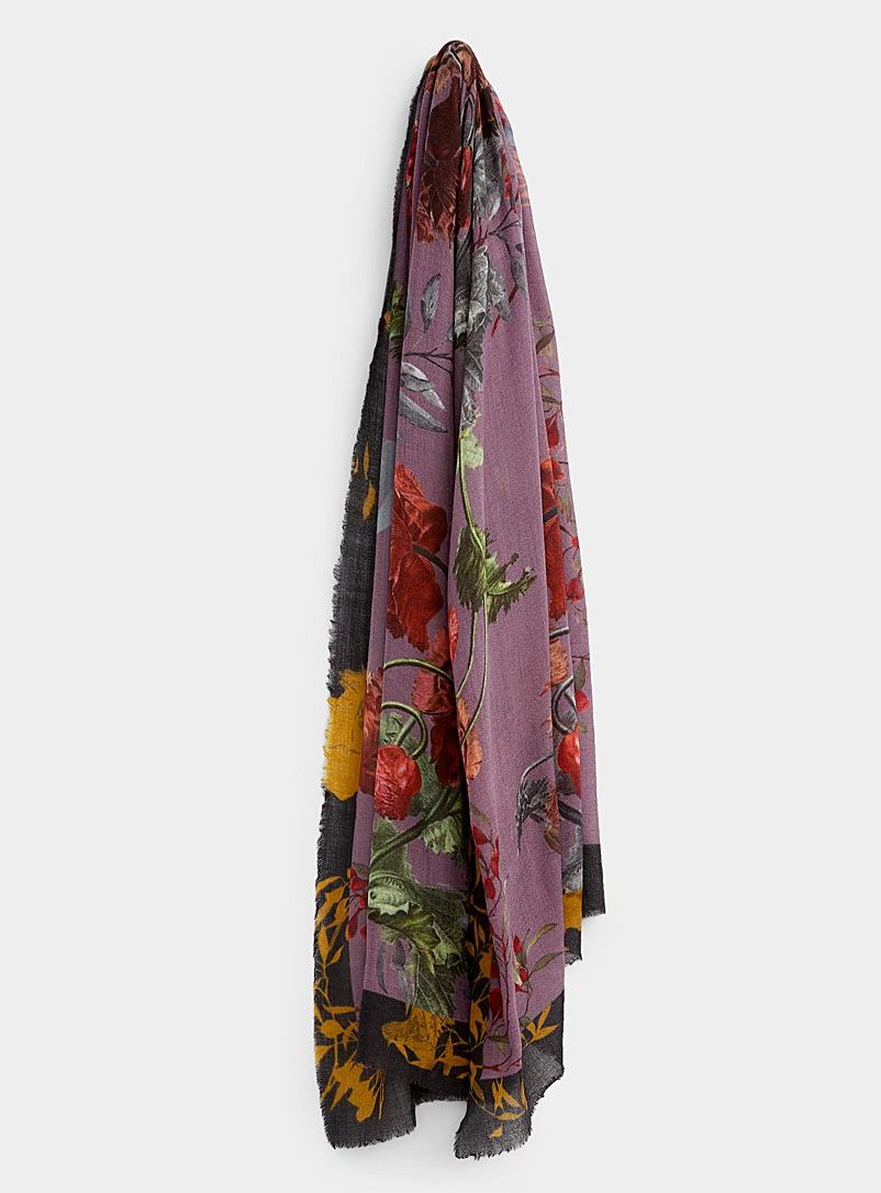 Moment by moment Patterned Crimson Mysterious flower scarf for women