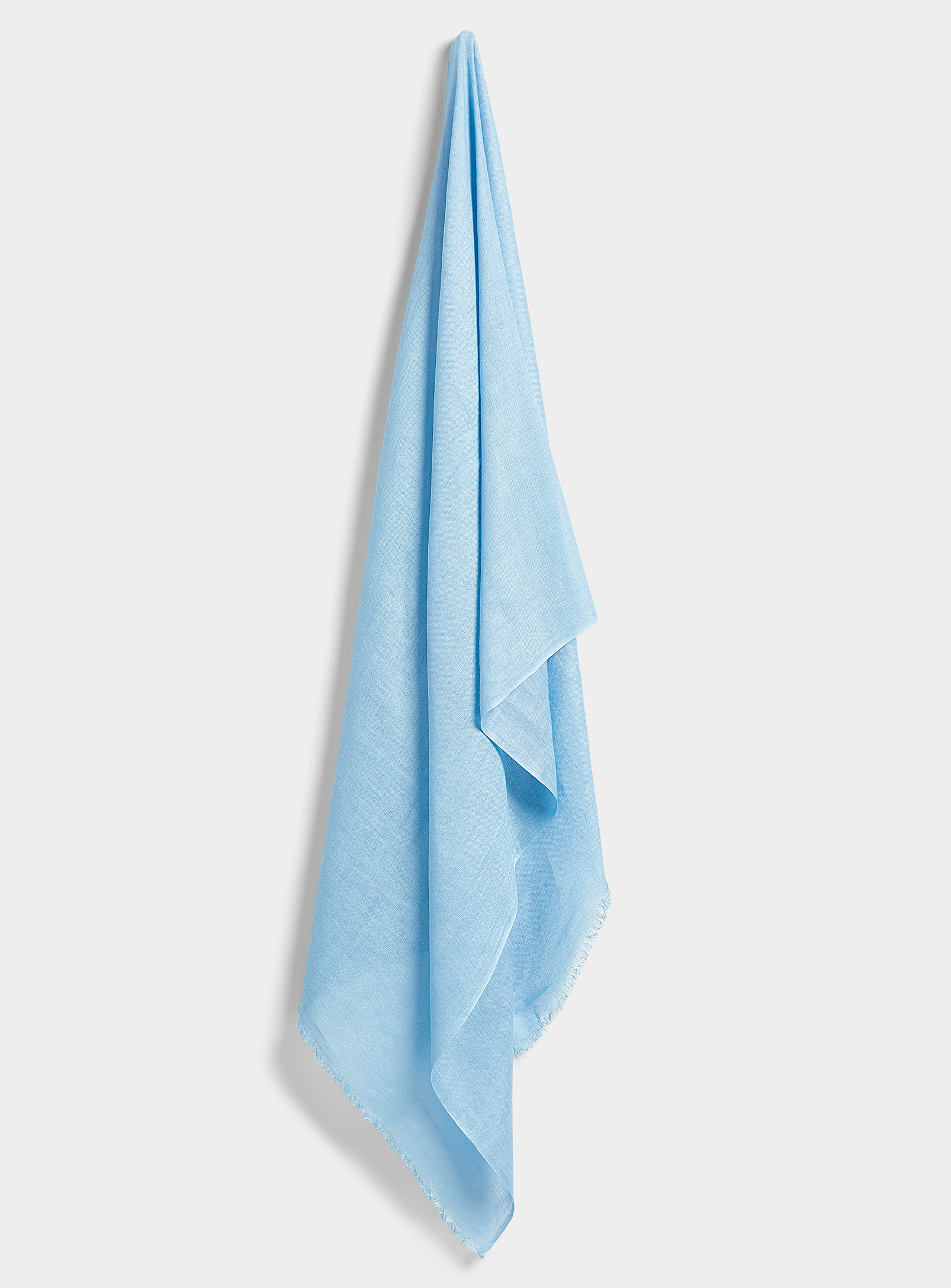 Moment By Moment Solid Lightweight Linen-blend Scarf In Blue