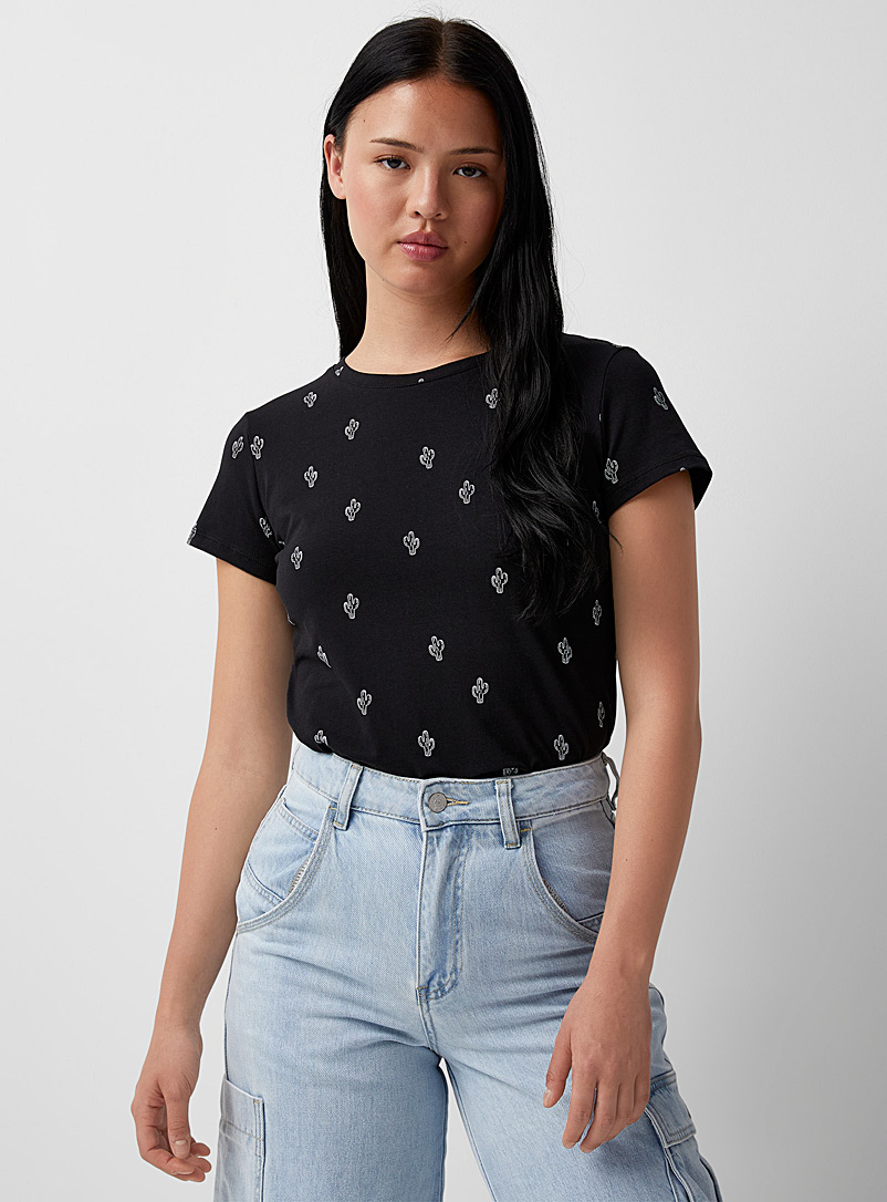 Twik Pearly Organic cotton short-sleeve printed tee for women