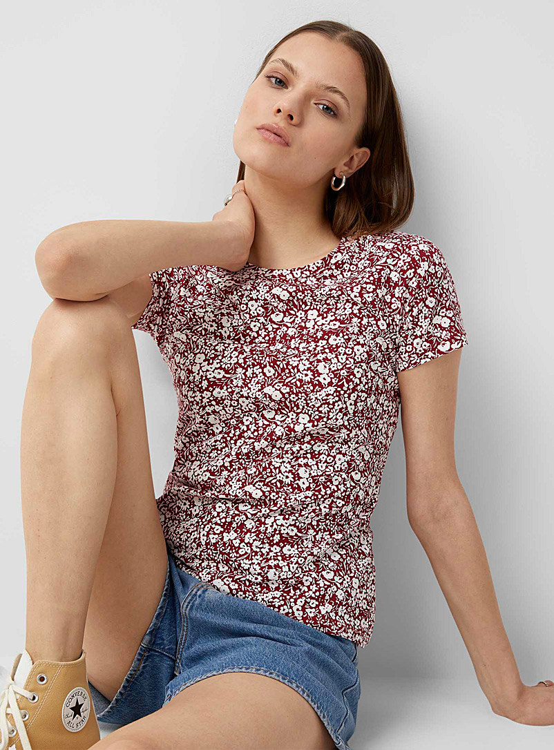 Twik: Le t-shirt imprimé coton bio manches courtes Rouge moyen-framboi-ceris pour femme
