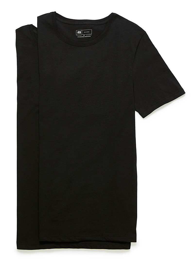 Le 31: Le t-shirt détente col rond coton bio Emballage de 2 Noir pour homme