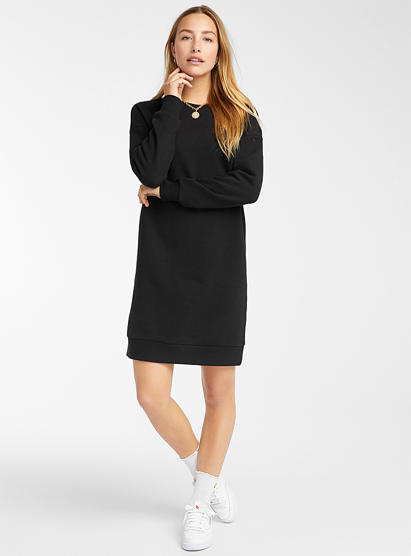 Twik Black Organic cotton sweatshirt dress for women