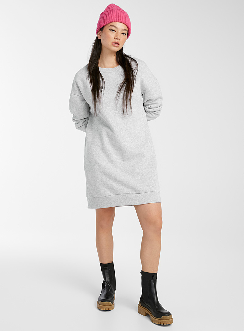 Twik Light Grey Organic cotton sweatshirt dress for women