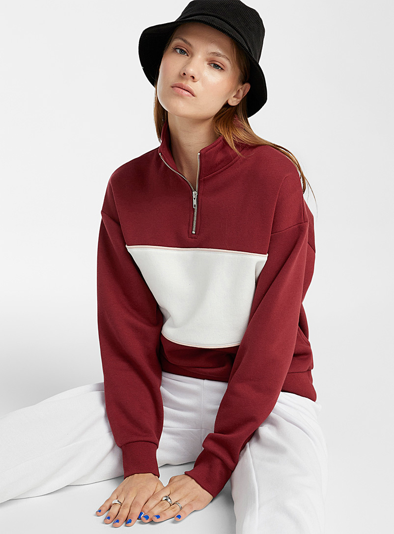 Twik Assorted Colour block half-zip sweatshirt for women