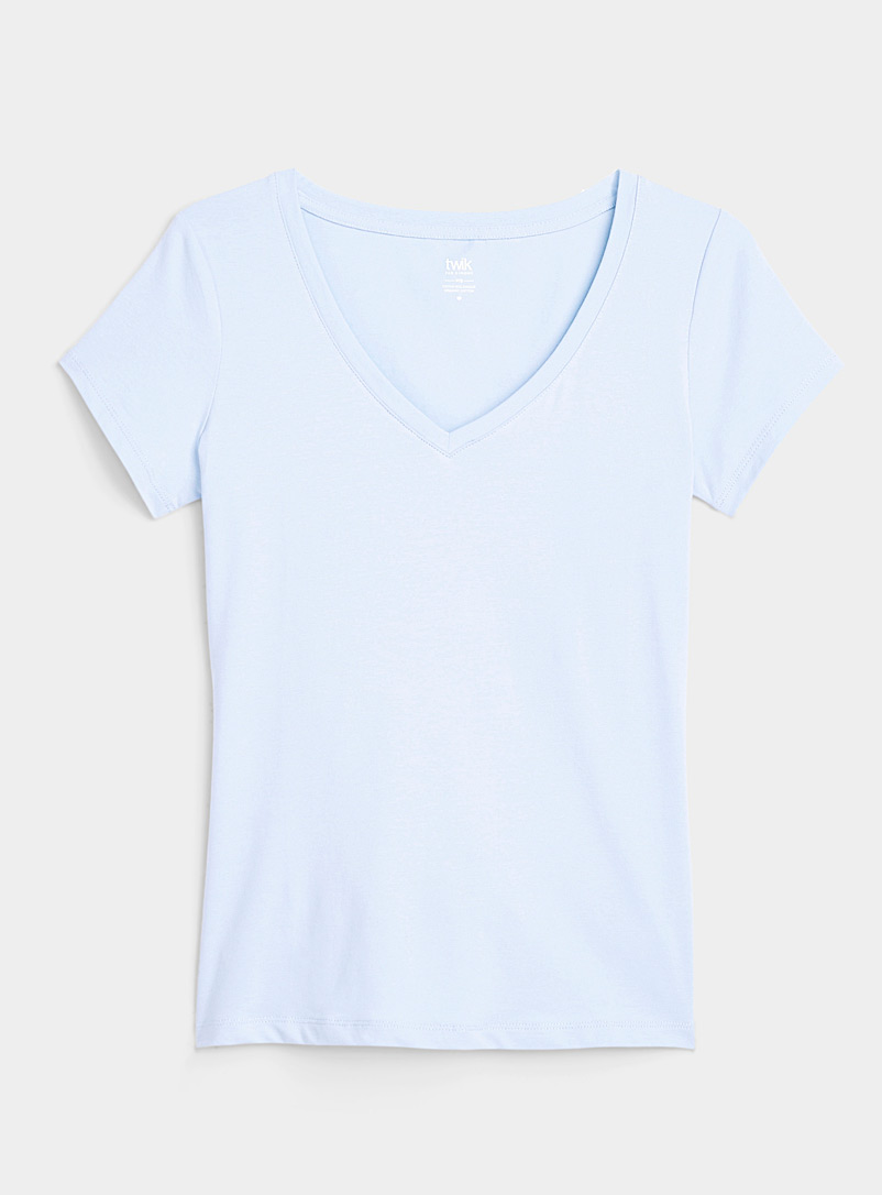 Twik: Le t-shirt basique col V coton bio Marine pour femme