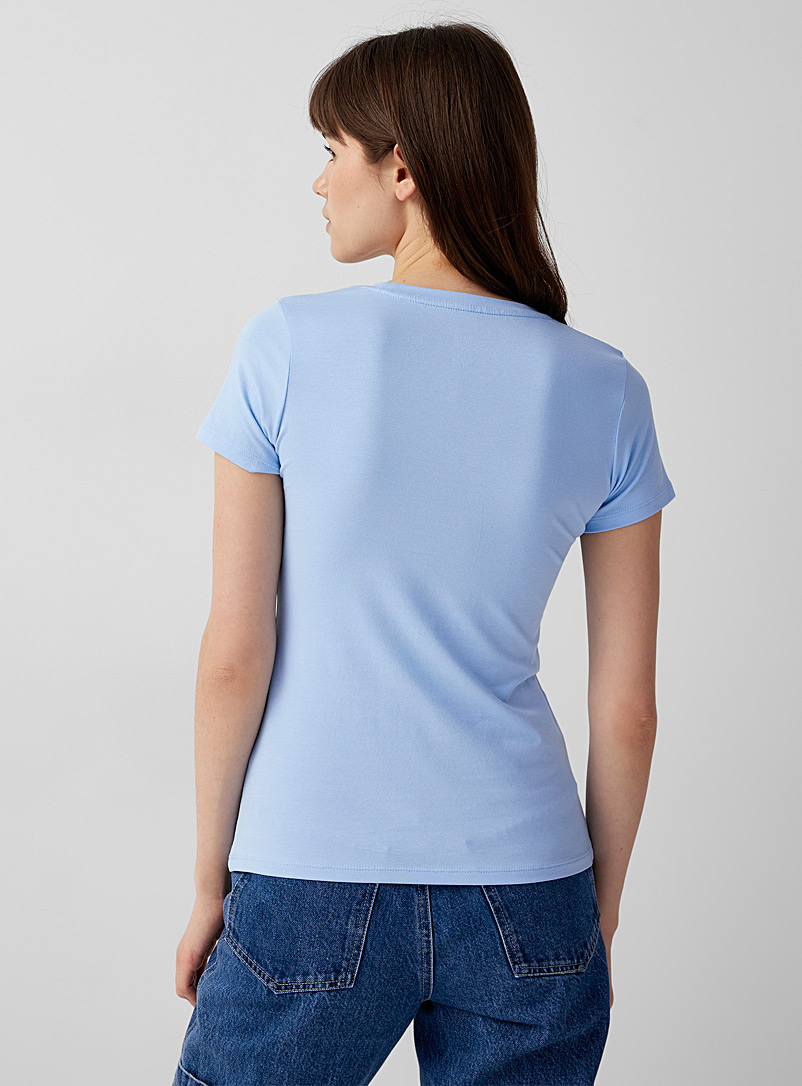 Twik: Le t-shirt col rond manches courtes coton bio Bleu royal-saphir pour femme