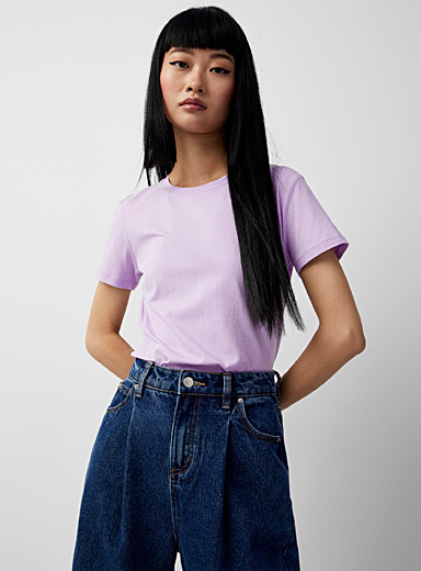 Twik: Le t-shirt col rond manches courtes coton bio Lilas pour femme