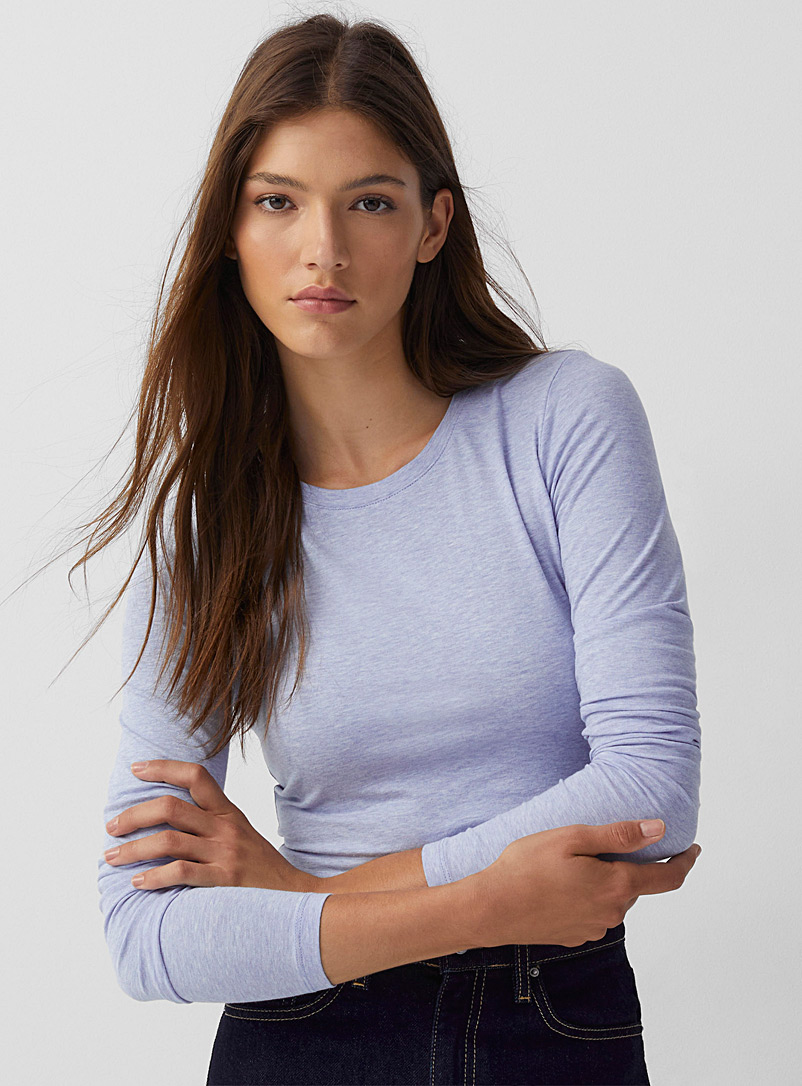 Twik: Le t-shirt col rond coton bio coloré Bleu moyen-ardoise pour femme