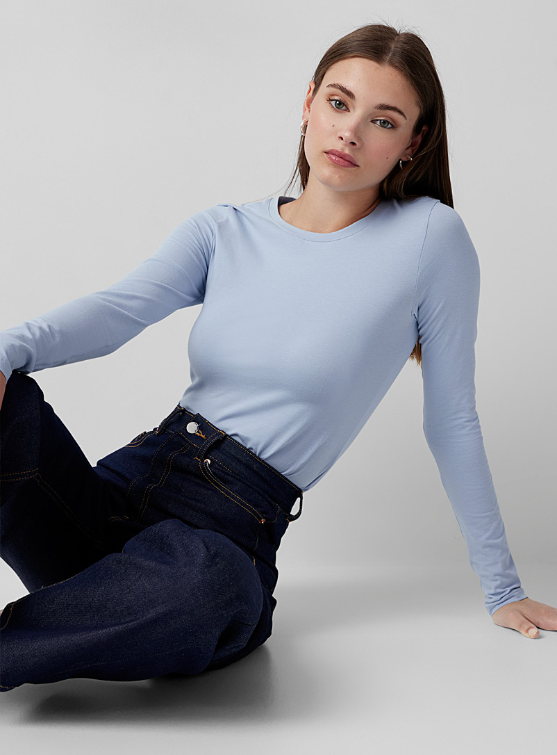 Twik: Le t-shirt col rond coton bio coloré Sarcelle-turquoise-aqua pour femme