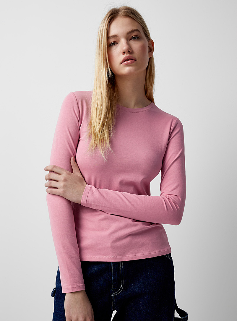 Twik: Le t-shirt col rond coton bio coloré Rose pour femme