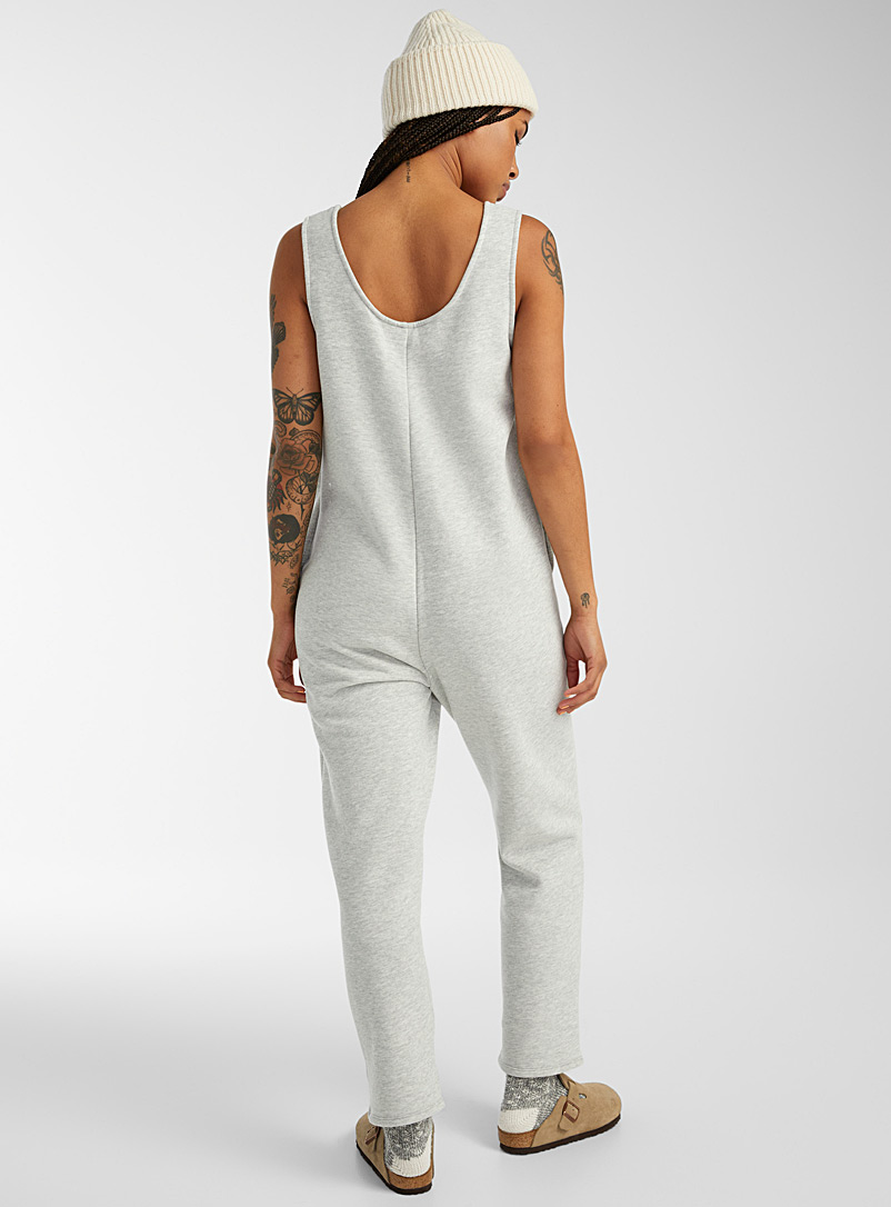 Twik Grey Loose cotton fleece jumpsuit for women