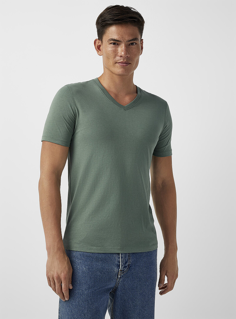 Tee-shirt homme en coton bio avec motifs feuillage vert | GEMO Tee-shirt homme en coton bio avec motifs feuillage vert | GEMO