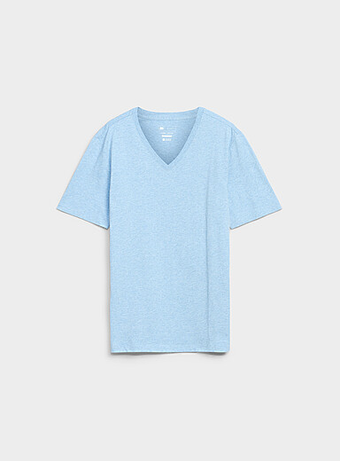 Le 31: Le t-shirt col V pur coton biologique <b>Coupe standard</b> Bleu p&acirc;le pour homme