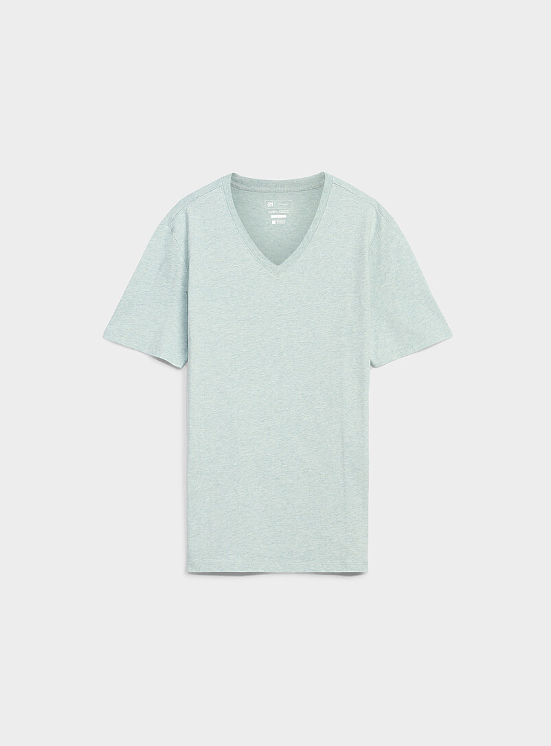 Le 31: Le t-shirt col V pur coton biologique <b>Coupe standard</b> Bleu marine - Bleu nuit pour homme