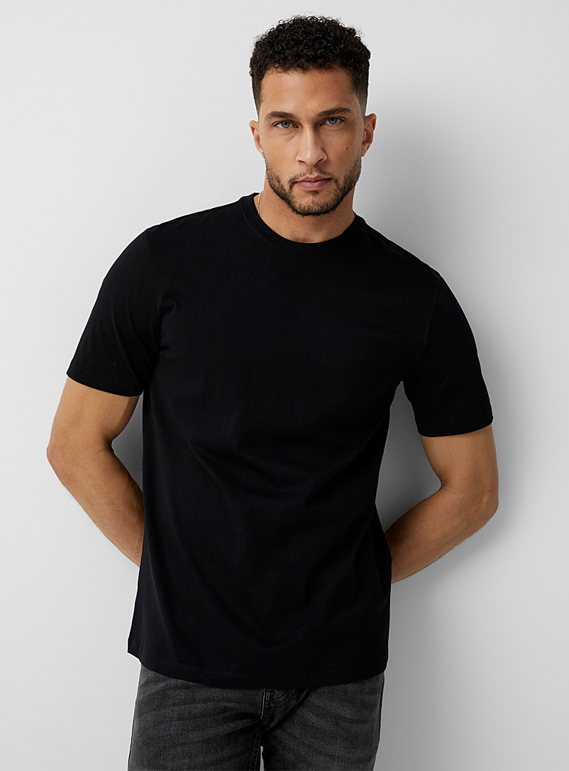 Le 31: Le t-shirt col rond pur coton bio Coupe standard Noir pour homme