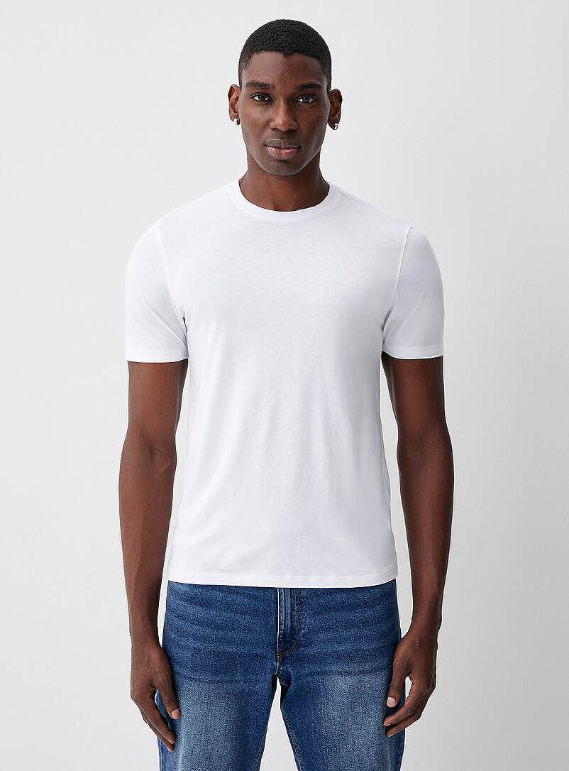 Le 31: Le t-shirt col rond pur coton bio <b>Coupe standard</b> Blanc pour homme