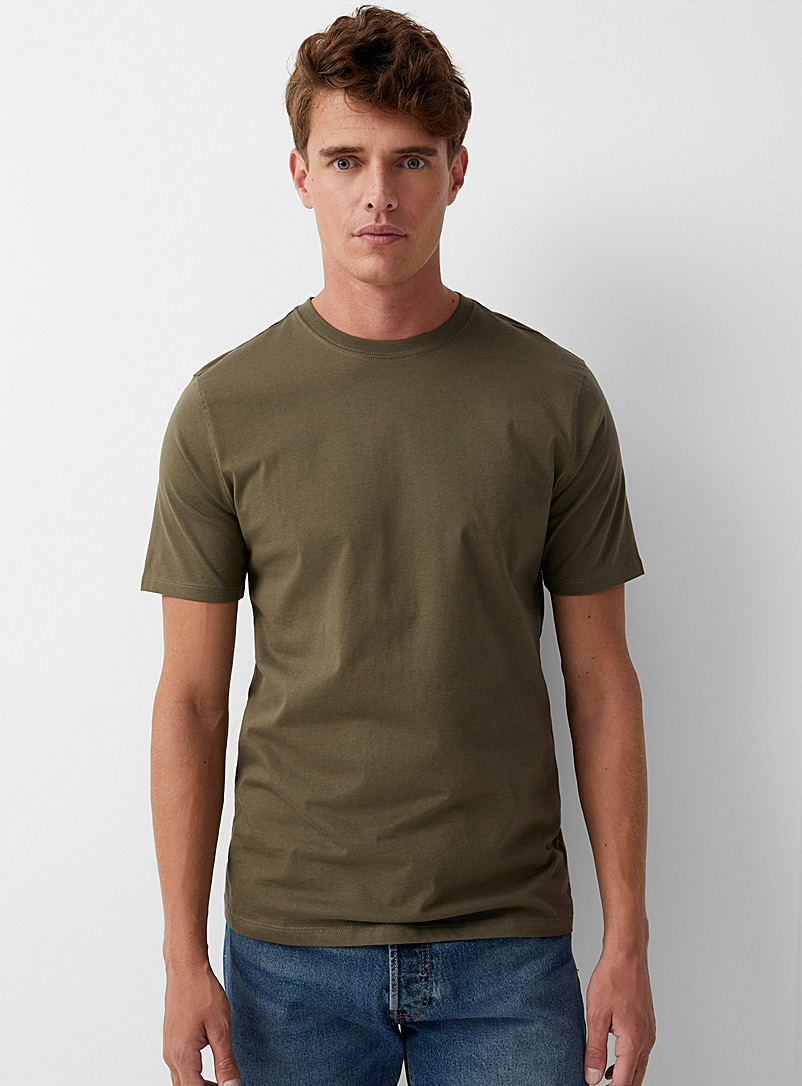 Le 31 Mossy Green 100% organic cotton crew-neck T-shirt Standard fit for men