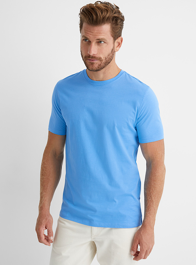 Le 31 Blue Colourful crew neck T-shirt for men