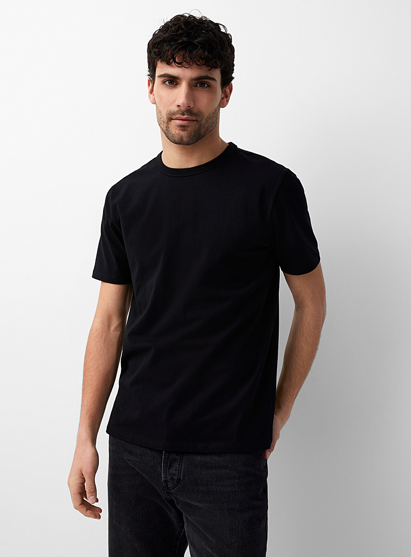Le 31: Le t-shirt col rond coton bio extensible Coupe standard Noir pour homme