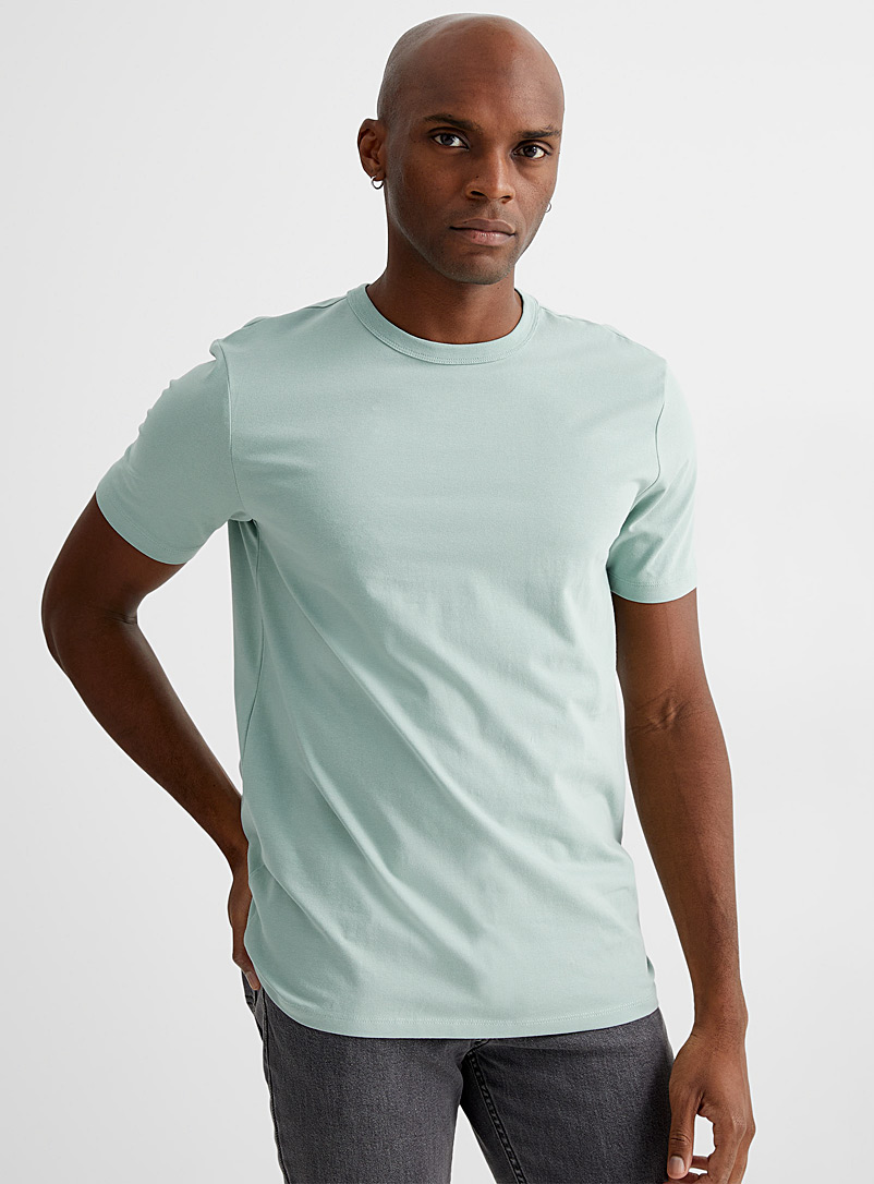 Le 31: Le t-shirt jersey extensible col rond Vert pâle-lime pour homme