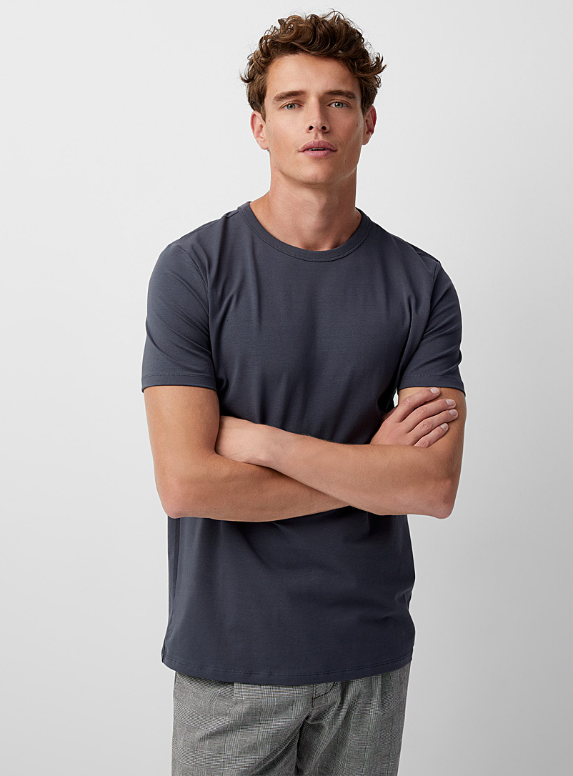 Le 31 Indigo/Dark Blue Stretch organic cotton crew-neck T-shirt Standard fit for men