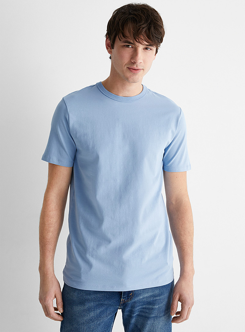 Le 31: Le t-shirt jersey extensible col rond Bleu pâle-bleu poudre pour homme