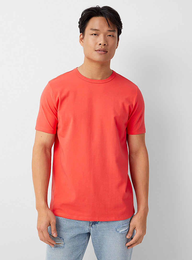 Le 31 Light Red Stretch jersey crew-neck T-shirt for men