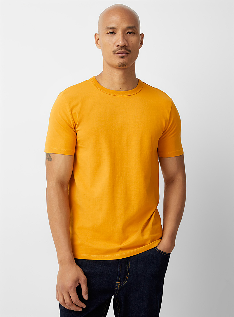Le 31 Golden Yellow Stretch jersey crew-neck T-shirt for men