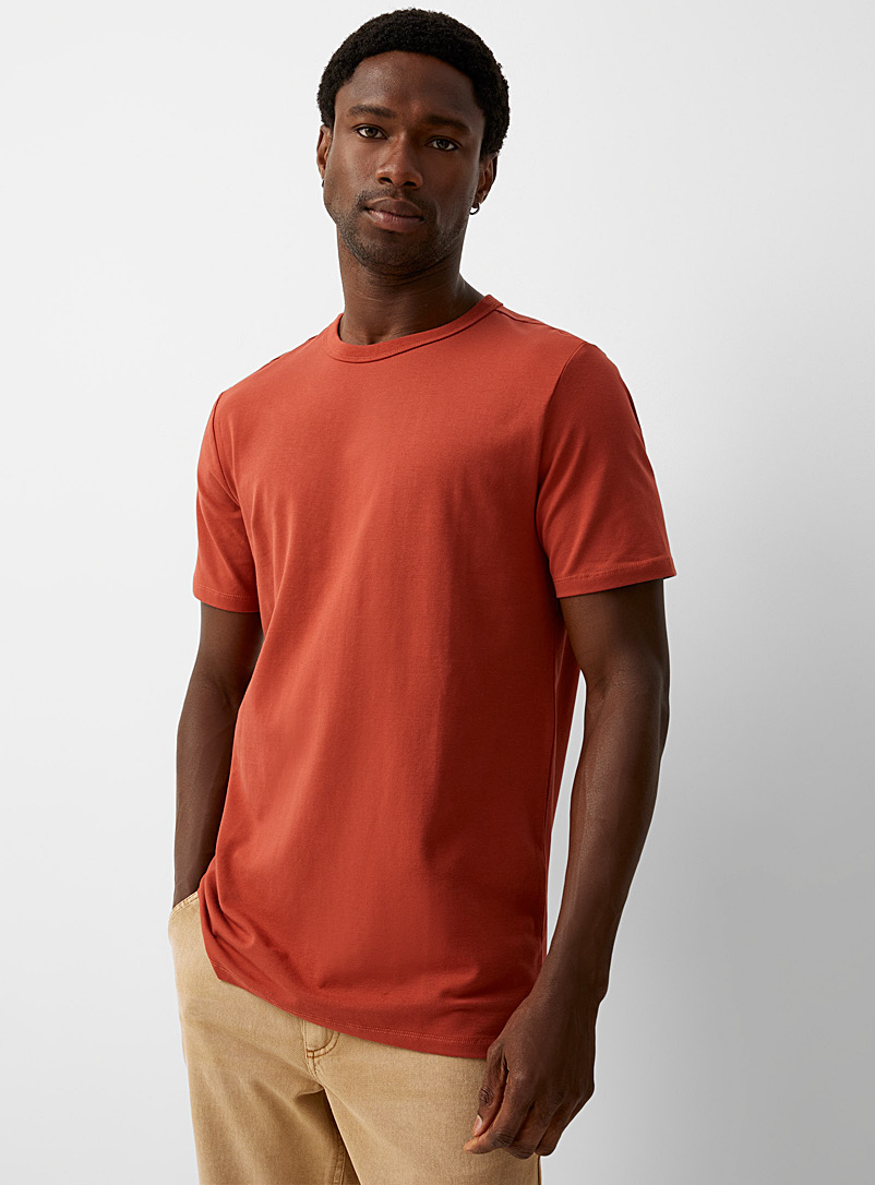 Le 31 Dark Orange Stretch jersey crew-neck T-shirt for men