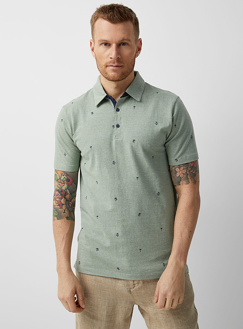 Le 31 Green Vacation mini-pattern polo for men