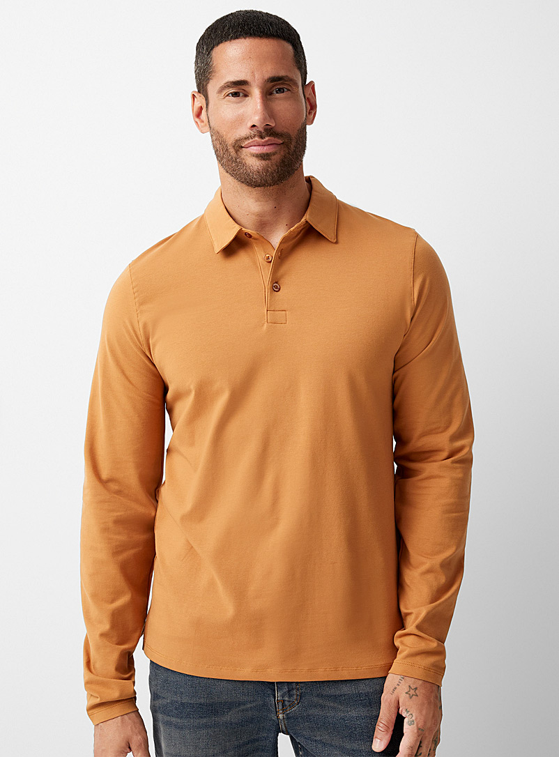 Le 31 Honey Long sleeves stretch organic cotton polo for men