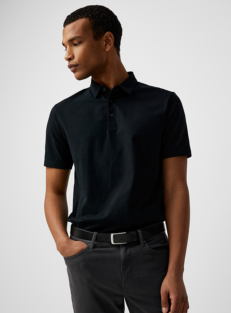 Le 31 Black Stretch jersey polo for men