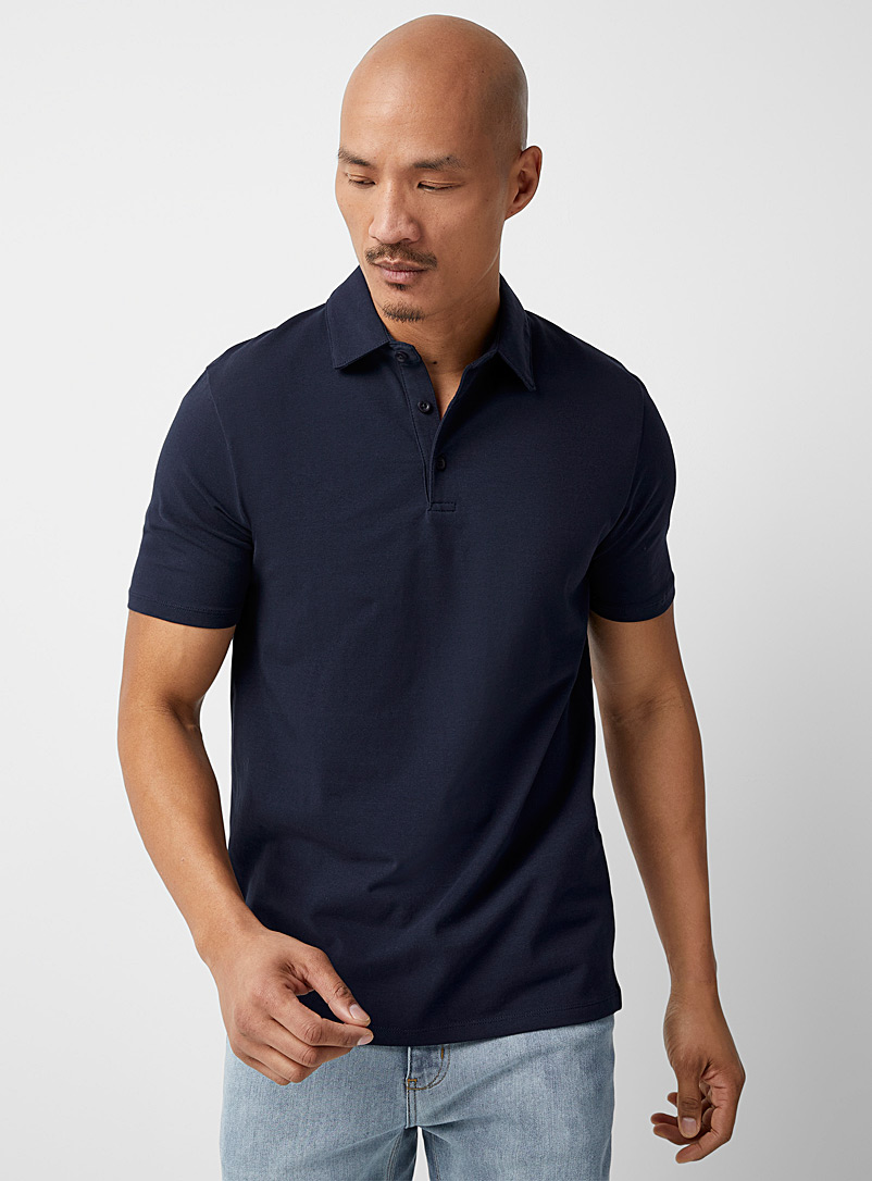 Le 31 Marine Blue Stretch jersey polo for men