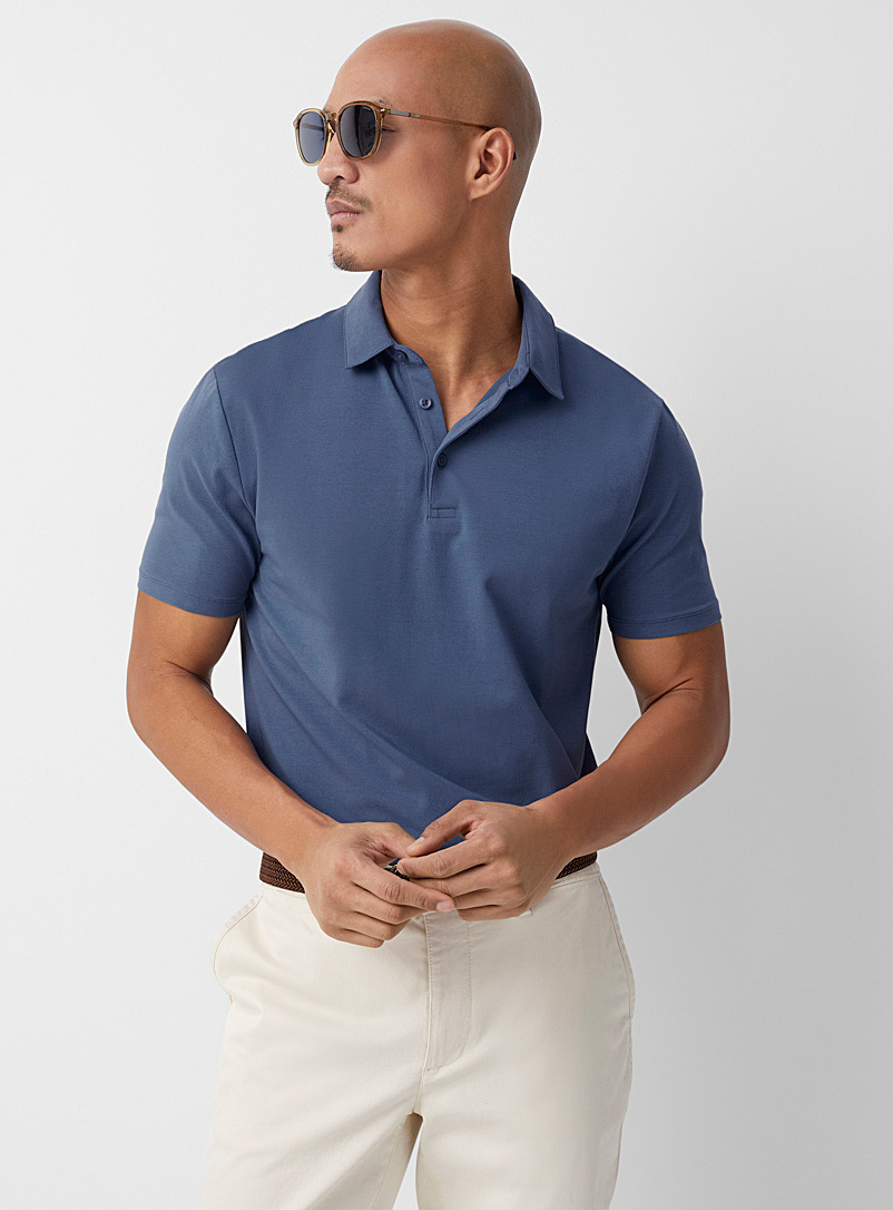 Le 31 Slate Blue Stretch jersey polo for men