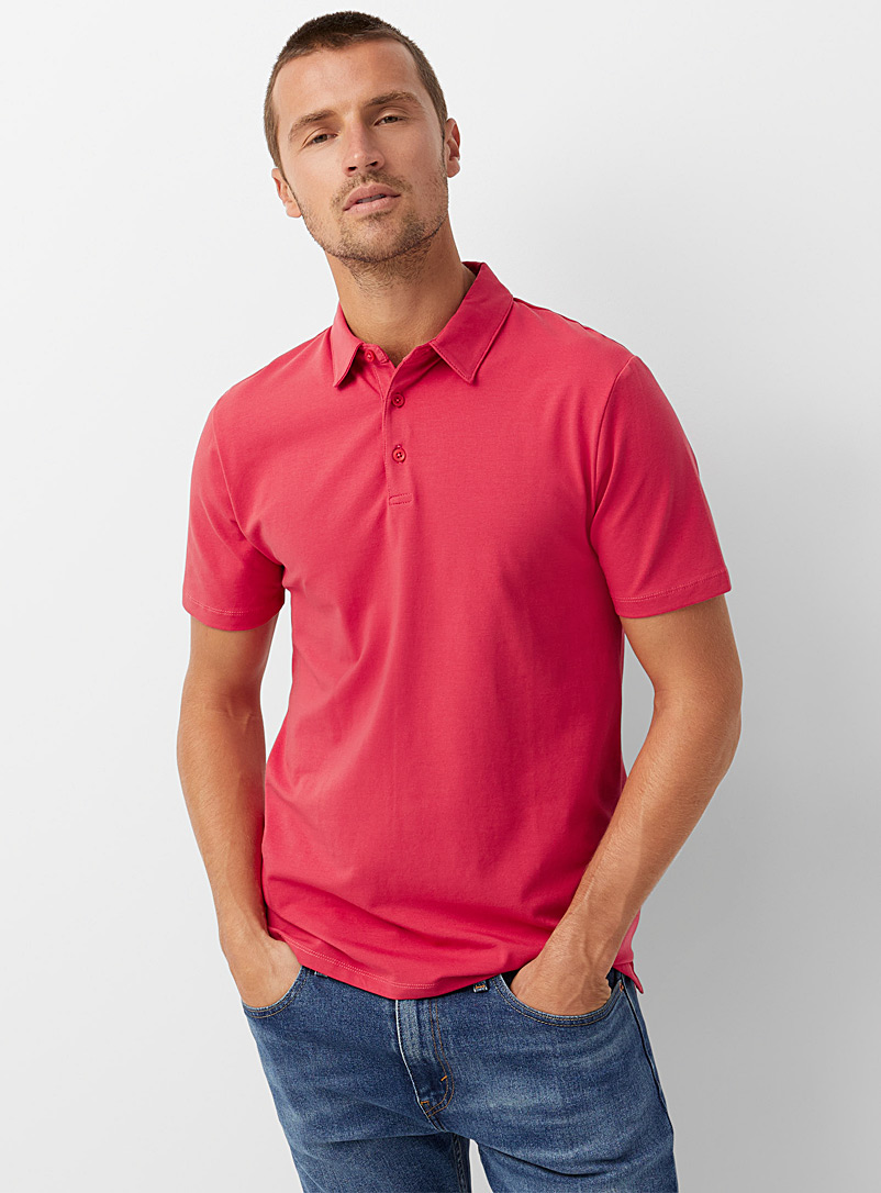 Le 31 Light Red Stretch jersey polo for men