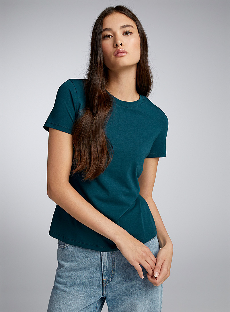 Twik Teal Crew-neck straight T-shirt for women