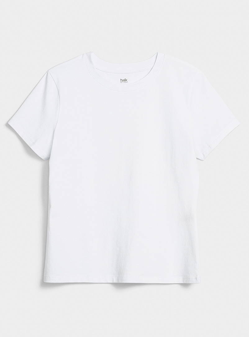 Twik White Lightweight jersey crew-neck tee <b>Slim fit</b> for women