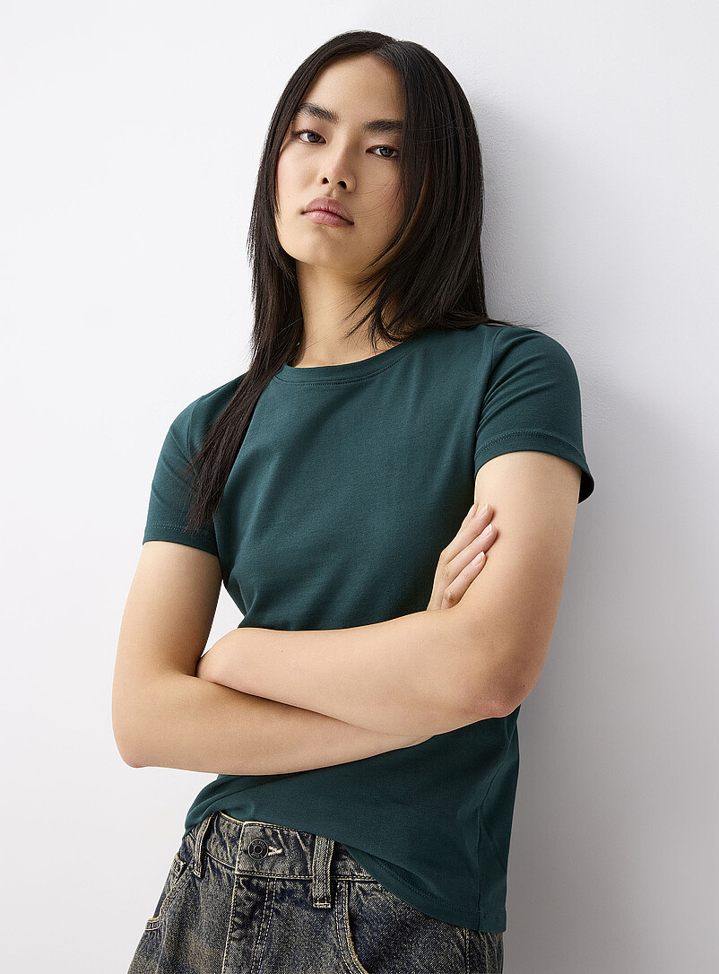 Twik: Le t-shirt col rond jersey l&eacute;ger <b>Coupe ajust&eacute;e</b> Blanc pour femme