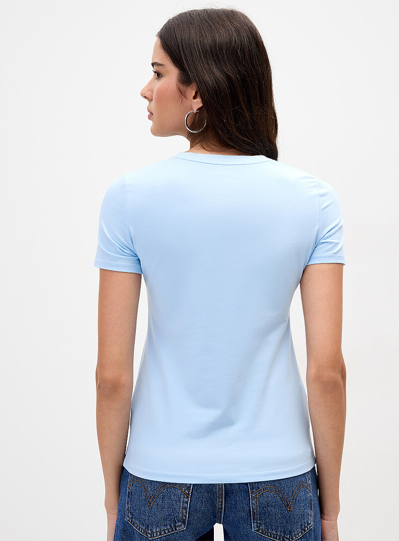 Twik: Le t-shirt col rond jersey l&eacute;ger <b>Coupe ajust&eacute;e</b> Blanc pour femme