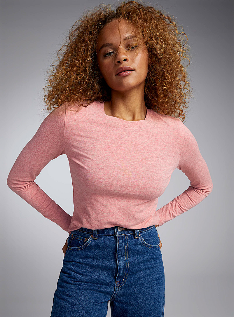Twik Pink Fitted crew-neck tee for women