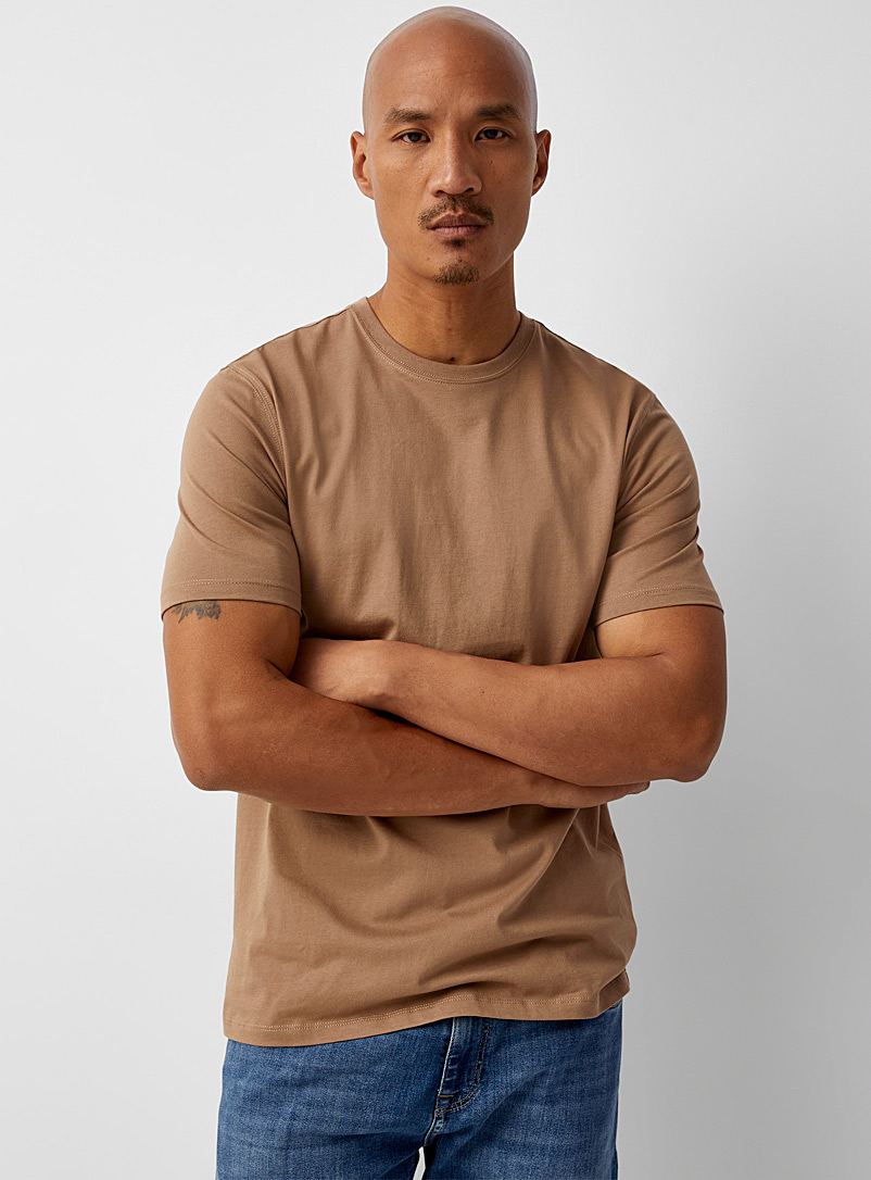 Le 31 Light Brown Colourful organic cotton T-shirt Standard fit for men