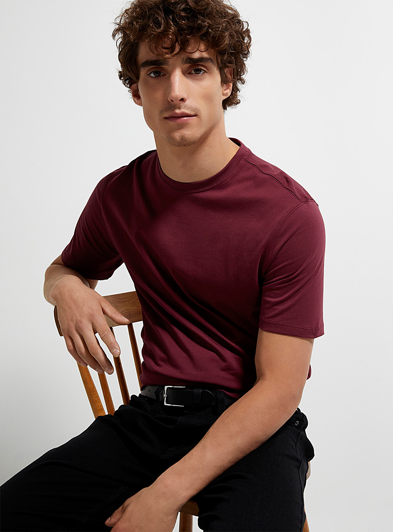 Le 31 Burgundy Colourful organic cotton T-shirt Standard fit for men